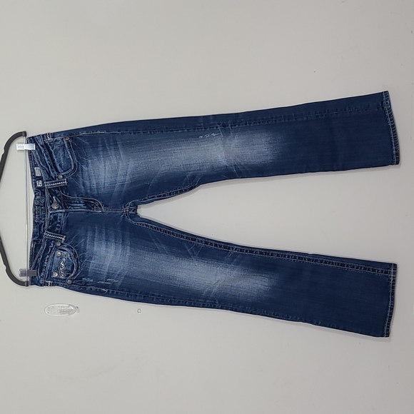 Miss Me Easy Boot Cut Flap Pocket Blue Size 29